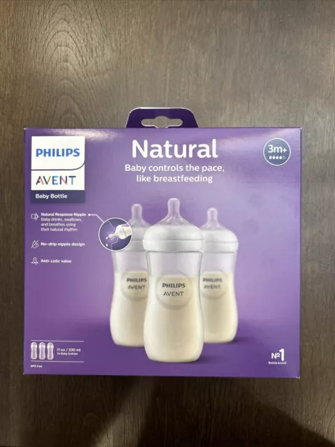 Philips Avent Natural Baby Bottle Clear 11 oz 3 Ct
