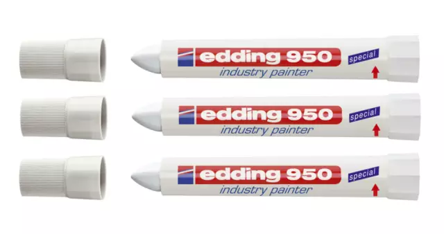 3 x Edding 950 industry painter Spezialmarker Strichstärke 10mm, weiß