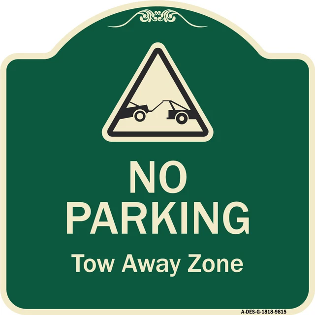 Designer Series - No Parking Tow Away Zone With Graphic Heavy Gauge Aluminum