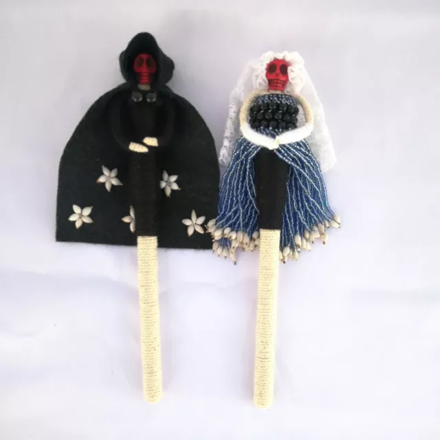 2 Voodoo Doll Adorable Handmade Witch Witchcraft Halloween Authentic Evil Black