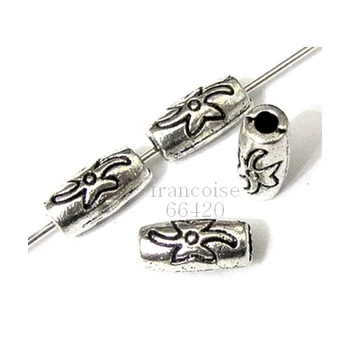 10 Intercalaires Spacer Cylindre Argenté 6x6 Mm - Pour Création Bijoux