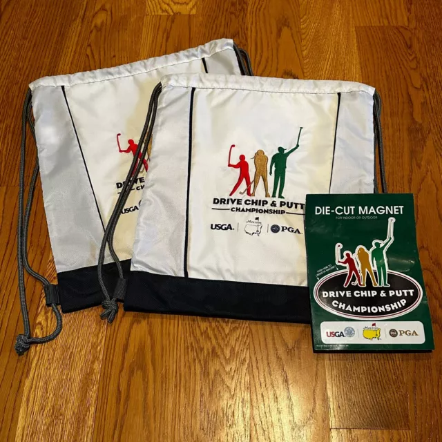 NEW Drive Chip Putt Championship Golf Bundle Drawstring Bags Magnet USGA Masters