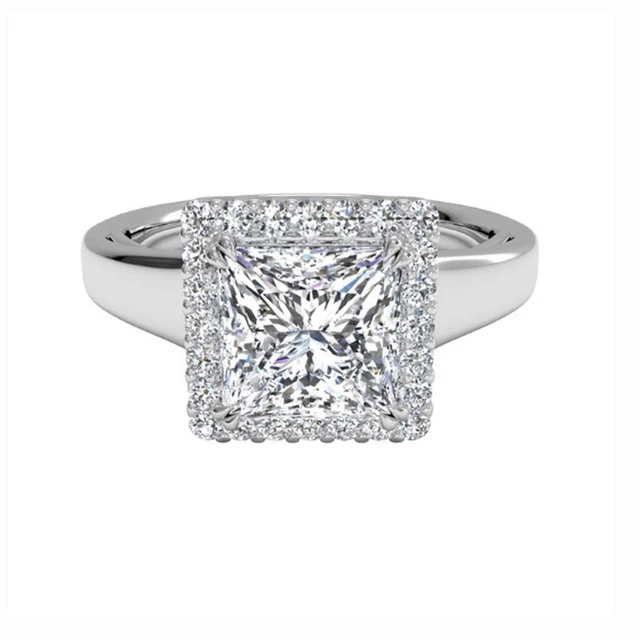 Orecchini A Bottone Con Moissanite Taglio Principessa: 2,3 Carati, Placcati In Oro Bianco 14 Carati - Italia - Foto 7