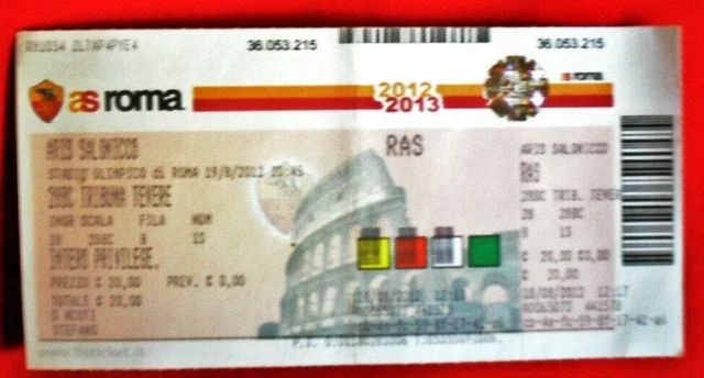 Biglietto Stadio ROMA - ARIS SALONICCO 2012/2013 Stadio Olimpico