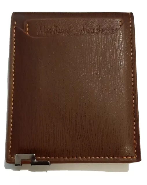 Men's Faux Leather Slim Brown Wallet  - Money Credit Card Holder - Bifold