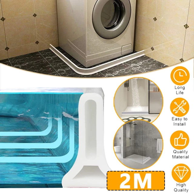 Silikon Wassersperre Für Dusche & Bad – Flexibler Dichtstreifen Für Nass-/Trockentrennung, 1 Meter, Weiß – Spritzschutz Für Duschkabine, Badewanne & Boden