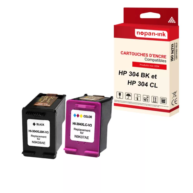 Uprint H-305XL, Pack de 2 cartouches d'encre Uprint compatible HP 305XL  (3YM62AE/3YM63AE) Noir et Couleur.