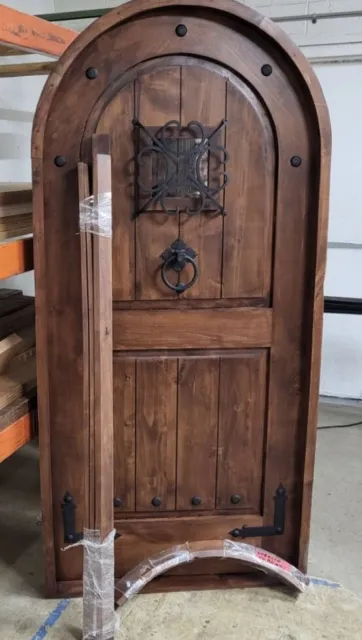 Alder solid lumber DOOR arched winery castle story book iron speakeasy custom