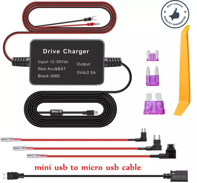 Micro USB Car Hard Wire Kit Box HardWire Charger Adapter For Dash Cam Camera DVR