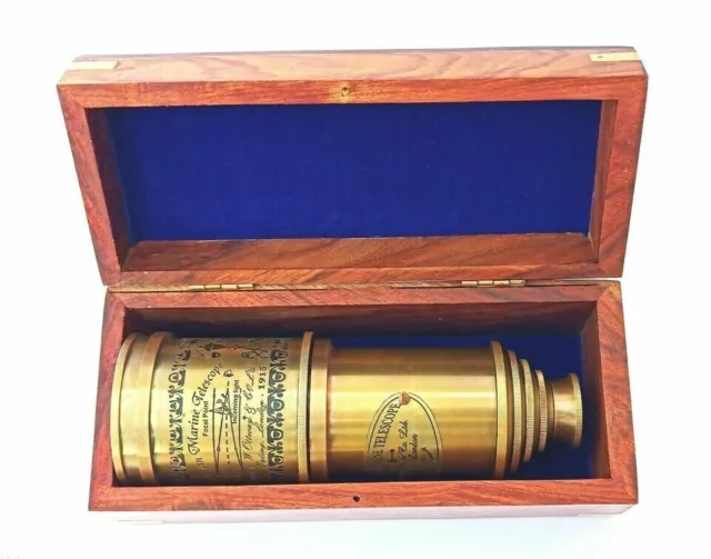 Brass Antique 20" Victorian Marine Telescope with Wooden Box Best Valentine Gift