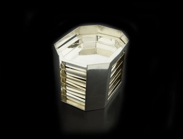 Set Of 6 Vintage Cartier Italy Sterling Silver Octagonal Ashtrays Holder No Mono
