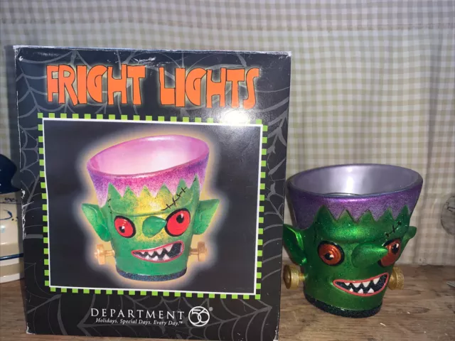 Department 56 Fright Lights Halloween Candle Holder Frankenstein Green