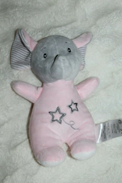 Doudou Tom Et Kiddy Bisous D'ange Elephant ❤️  Rose Gris  Etoile Grelot  Neuf