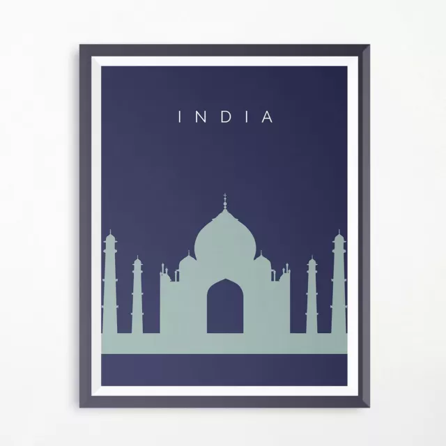 India Taj Mahal Travel Poster Minimalistic New 7 Wonders Of The World