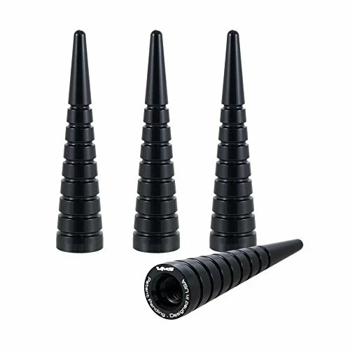 VMS Black True Spike Lug Nut Cap Aluminum 73 mm Spike Lines 4-pc Set