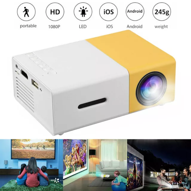 Mini Full HD 1080P LED Projector Smart Home Theater Cinema VGA/HDMI/USB/SD