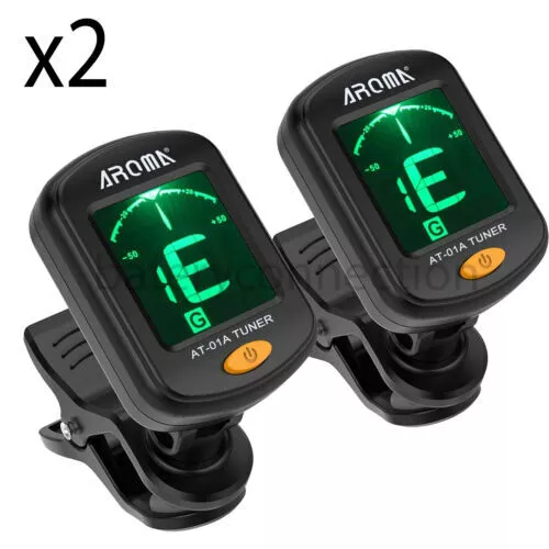 2PCS Digital Chromatic LCD Clip-On Electric Tuner for Bass Guitar Ukulele Violin