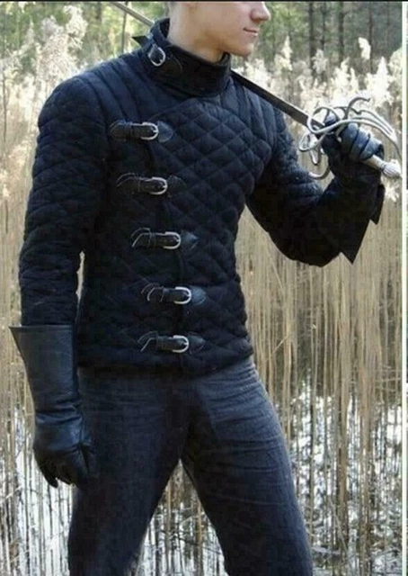Costume medievale vichingo Gambeson imbottito spesso, giacca in tela