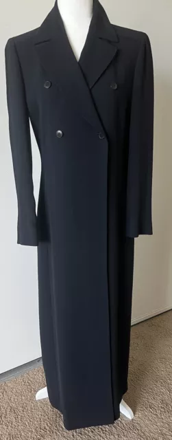 Emanuel Ungaro Tailored Double-Breasted One Button Closure Long Navy Blue Coat 4