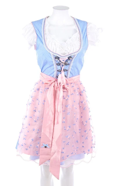 AMISU Dirndl Oktoberfest pizzo D 40 blu cielo rosa
