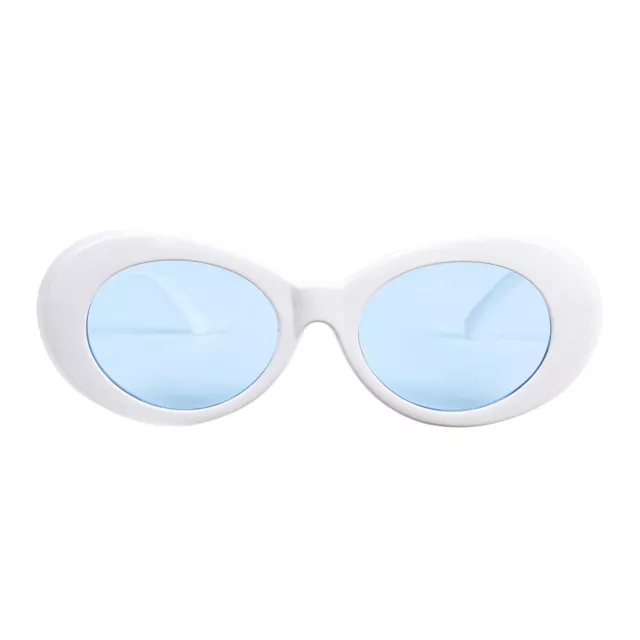 Retro Sonnenbrille weißer Rahmen blaue Gläser 2