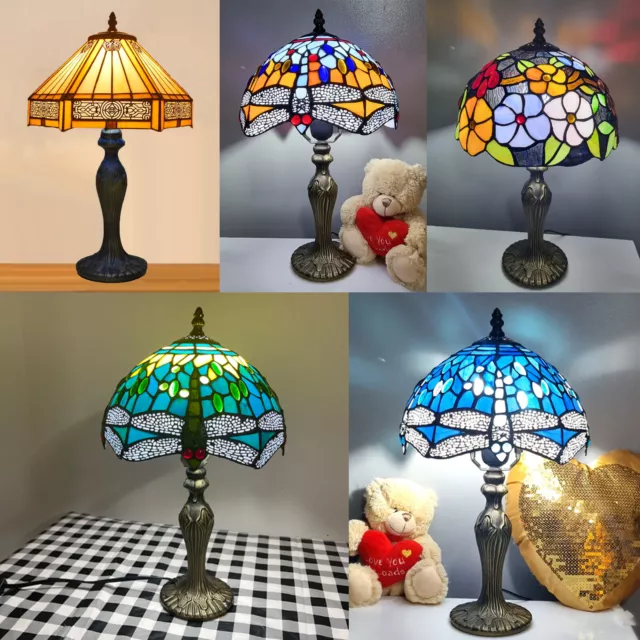 Tiffany Style Multicolor Lamps 10" Handmade Stained Glass Shade H18" Home Decor
