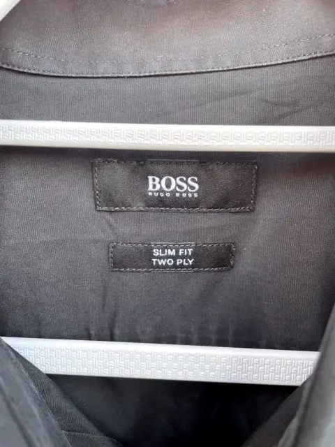 Hugo Boss camicia shirt chemise black nera taglia 43 XL slim fit two ply da uomo 3