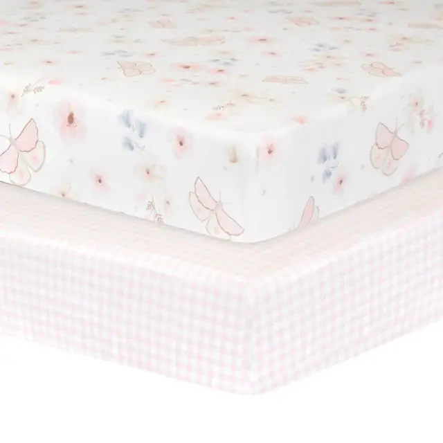 Living Textiles | 2pk Cot Fitted Sheets - Butterfly Garden
