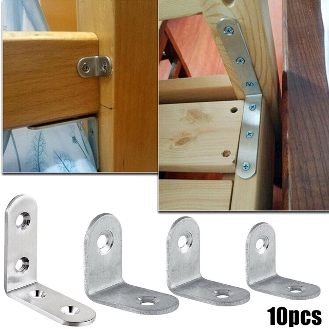 10Pcs Corner Braces Brackets Right Angle L Shape Stainless Steel Brace Bracket