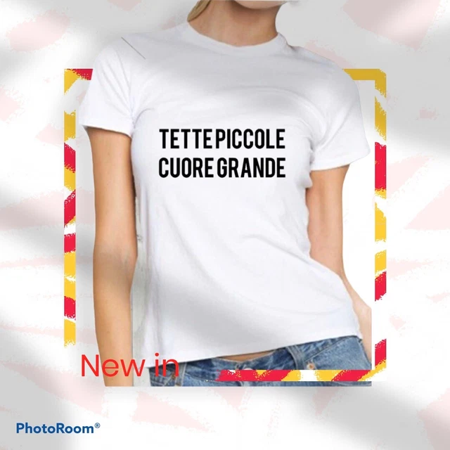 T-shirt  Donna Divertenti  Cotone Ironia S M L Xl Xxl Tette Piccole Cuore Grande
