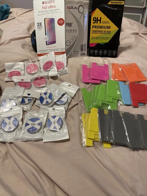 Phone accessories bundle. 13 Phone Poppers, 21 Card Holders - 3 Protective Cover