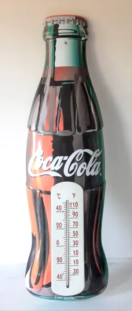 Coca Cola Bottle Shape Thermometer JAPAN BOTTLE PROMOTION METAL SIGN