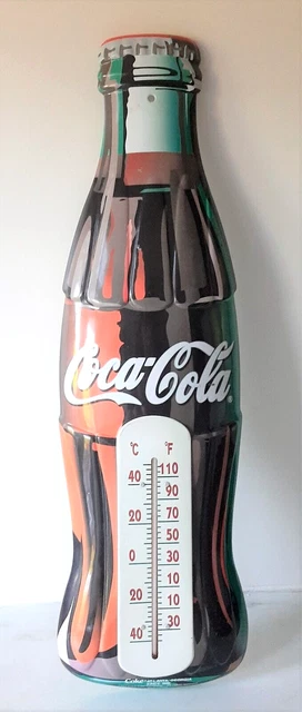 Coca Cola Bottle Shape Thermometer JAPAN BOTTLE PROMOTION METAL SIGN