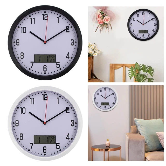 MODERN LCD WALL Clock with Date and Temperature 10inch Multifunctional