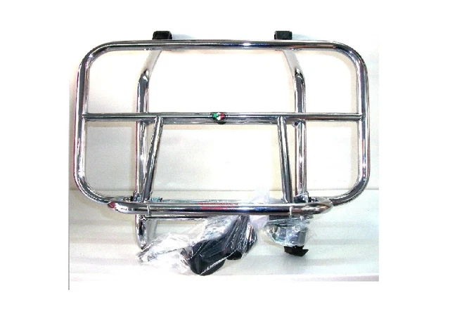 Porte-bagages Avant Chromé Compatible Vespa PX, LML Star, Speedy, Stella – Acier Inox Finition Miroir