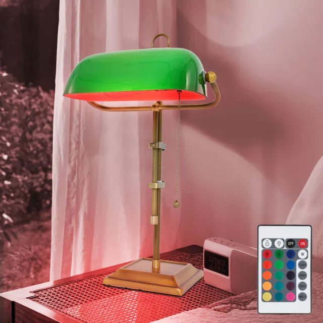 Bankerlampe Tischlampe Bürolampe Dimmbar LED RGB Farbwechsler Fernbedienung Grün