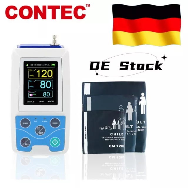 CONTEC 24-Stunden-Handblutdruckmessgerät ABPM50 + 3 Manschetten NIBP DE stock