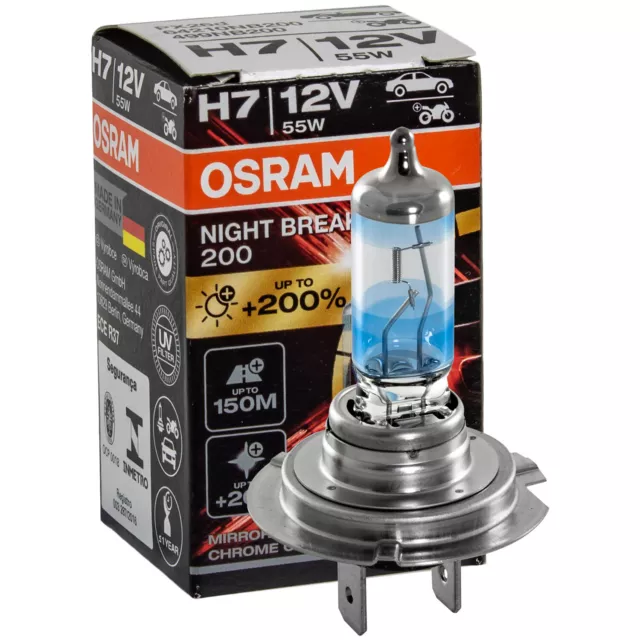 OSRAM H7 NIGHT BREAKER 200 con bombilla hasta 200% 3550 K 1500 lm 64210NB200