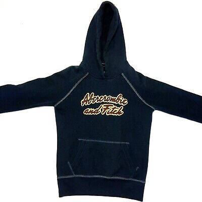 Abercombie Fitch Youth Medium Dark Blue Hoodie Pocket Patch Camping Outdoors