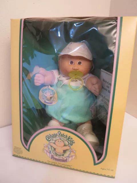 Vintage COLECO 1983 Cabbage Patch Kids Preemie LEON JESSIE Brown Eyes New in Box