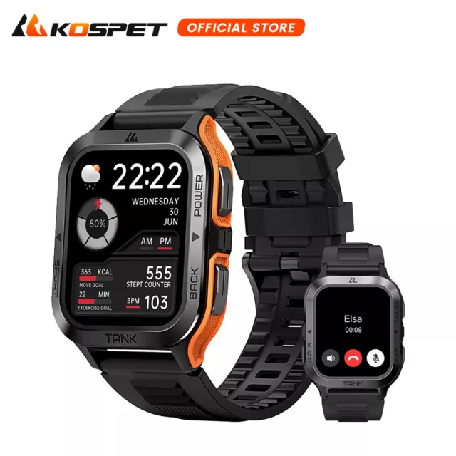 KOSPET TANK M2 Smart Watch for Men 50M Waterproof Rugged Military Smartwatches