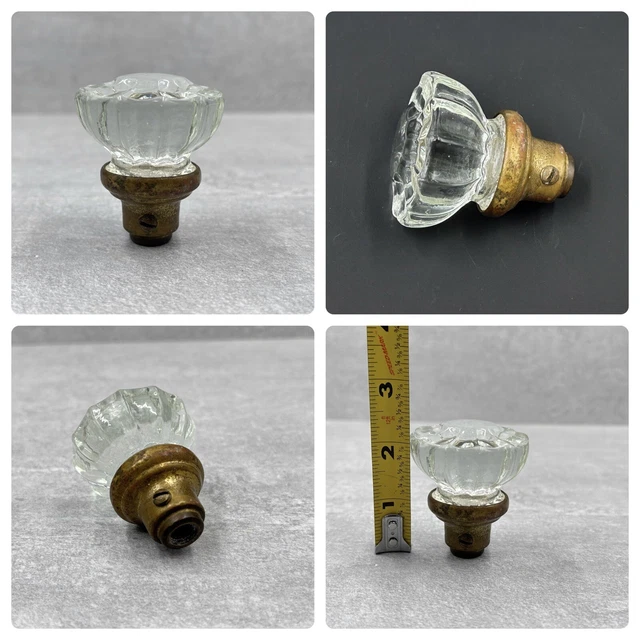Vintage Clear Glass 2" Door Knob Small 12 Point