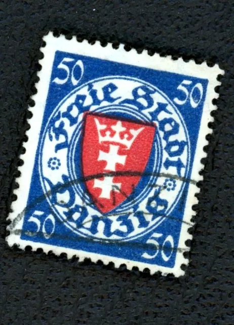 Briefmarke Freie Stadt Danzig, gestempelt, 50 Pfennig, blau