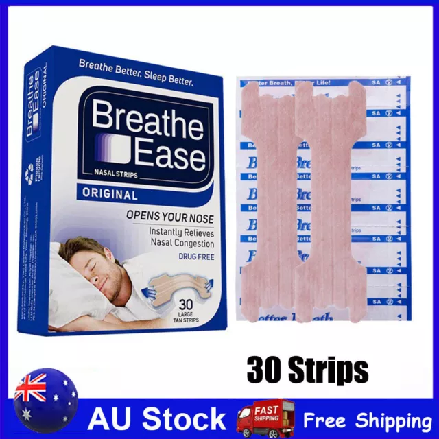 NEW 30 Strips Breathe Right Snoring Congestion Nasal Relief Original Large
