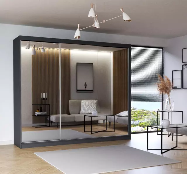 Milan Modern 2&3 Sliding door Wardrobe in Grey Color