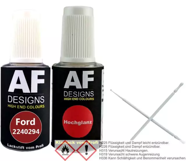 Lackstift für Ford 2240294 Ruby Rot Met + Klarlack + 2Lacktupfer je 20ml  Set