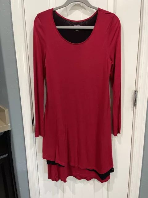 Kensie Womens size S long sleeved black and red layered shift dress