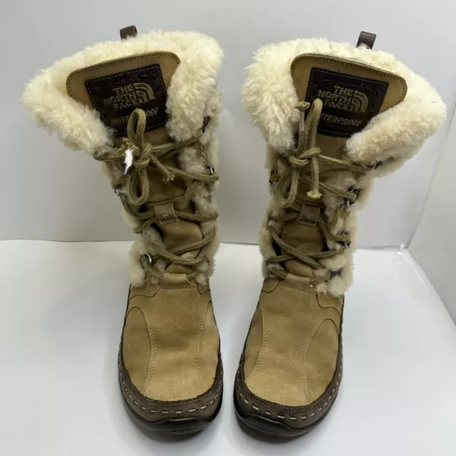 The North Face Waterproof Womens Size 5.5 Tall Boots Tan Brown Suede Insulated