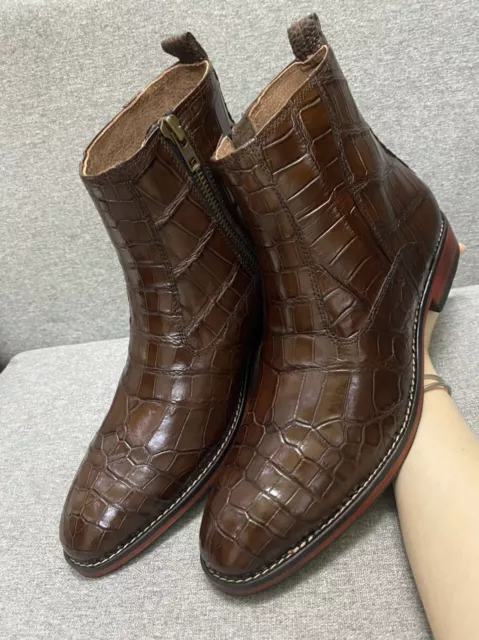 BLACK Genuine crocodile alligator leather skin boots LV Boots for men size  11 US