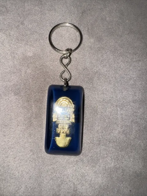 Vintage Peruvian Tumi Keychain Blue W Gold RARE